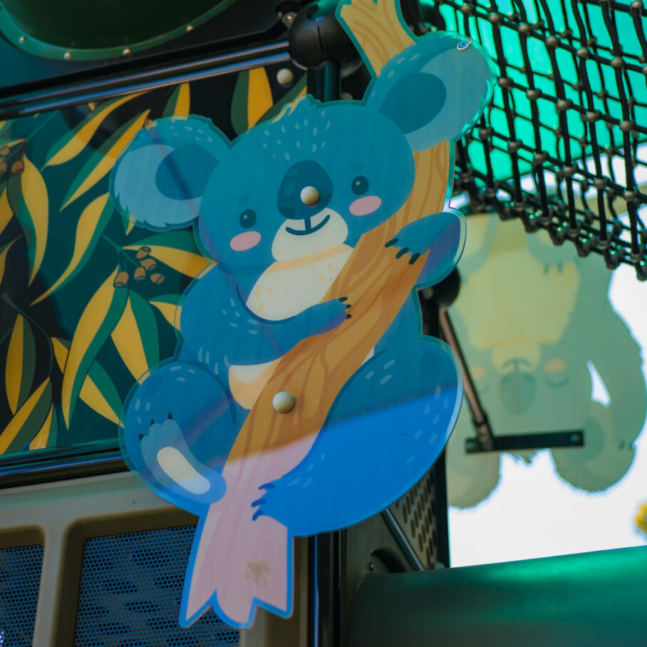 a close-up image of a blue koala cut-out